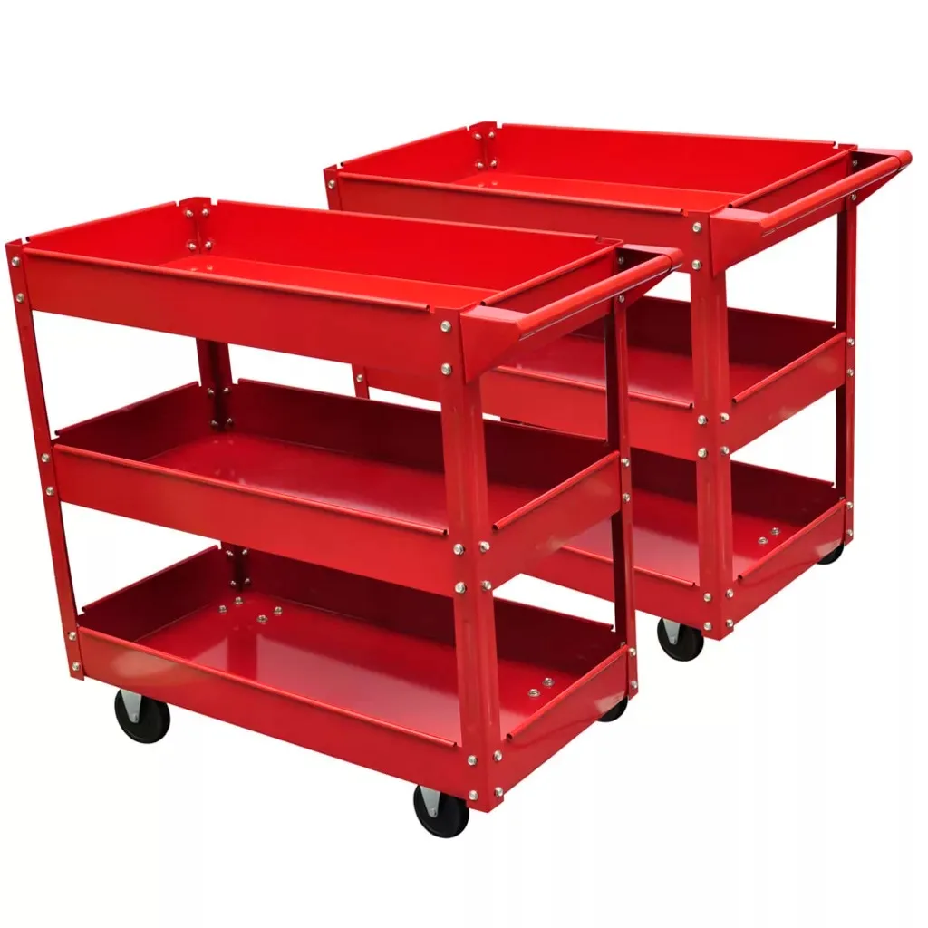 

2 X Workshop Tool Trolley 100 Kg Maximum Load Capacity 3 Shelves Trolley Convenient Handle For Pushing 840 X 410 X 780 Mm V3