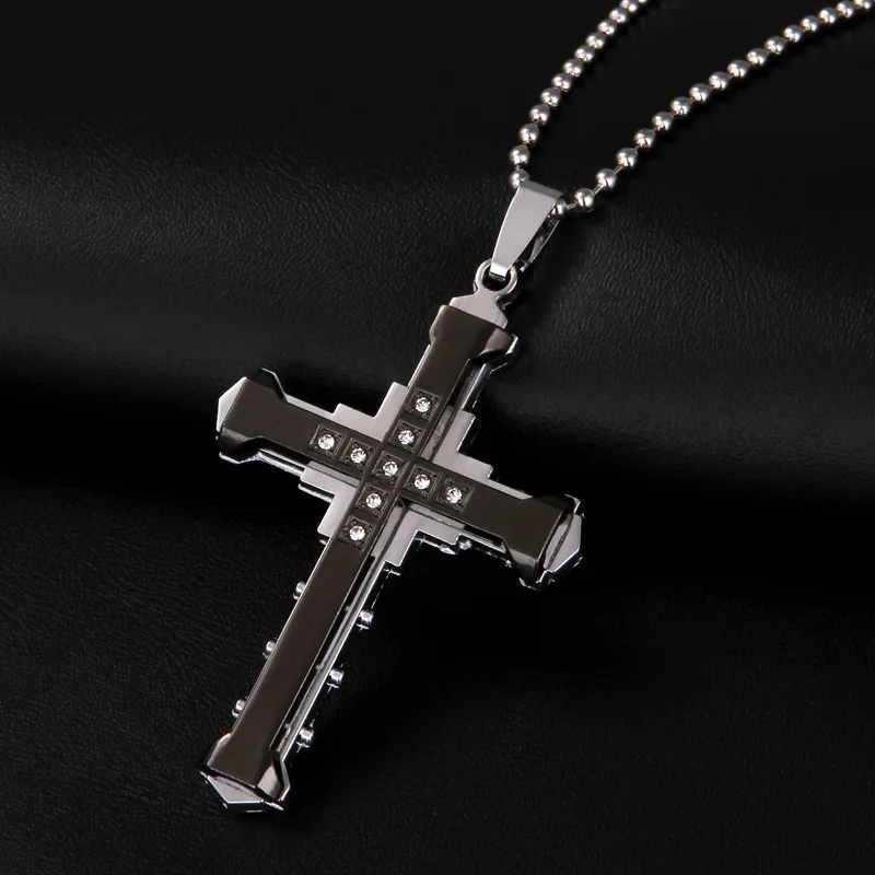 2021 Fashion New Black Rectangle Pendant Necklace Men Trendy Simple Stainless Steel Chain Men Necklace Jewelry Gift