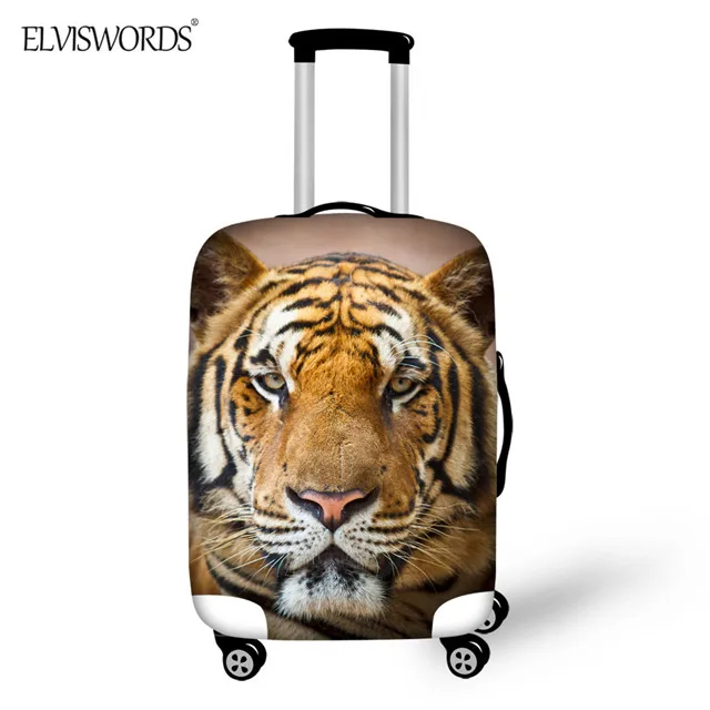 ELVISWORDS 3D животное лицо печати Лев волк тележка чехол защитные чехлы багажная крышка стрейч для 1"-32" аксессуары для путешествий - Цвет: CA5135L