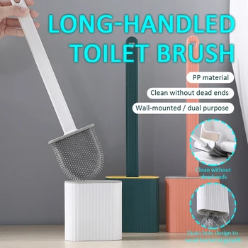 

Silicone Toilet Brush With Holder Wall-mounted Cleaning Brush Set Bathroom Accessories Bathroom Tools