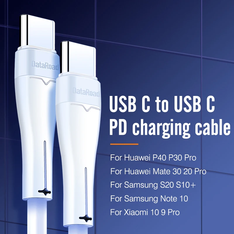 Кабель DataRoad PD 65 Вт 5A USB C к Type кабель QC3.0 для быстрой зарядки передачи данных Huawei P40