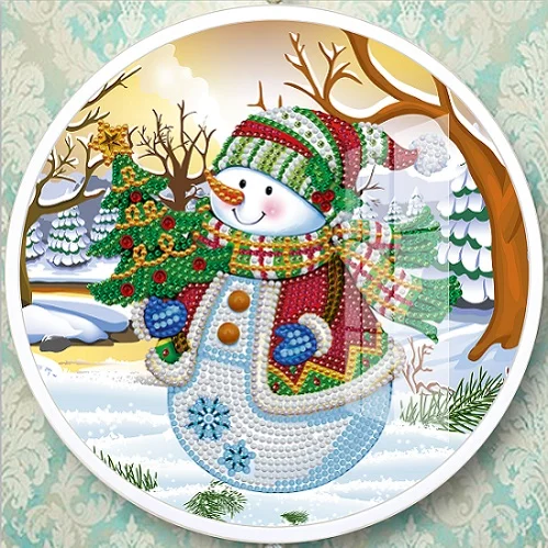 Горячая Diy алмазная живопись с рамкой Полный квадратный круглый картины, настенные декорации Рождественский Снеговик картина в рамке YKH46 - Цвет: YKH46