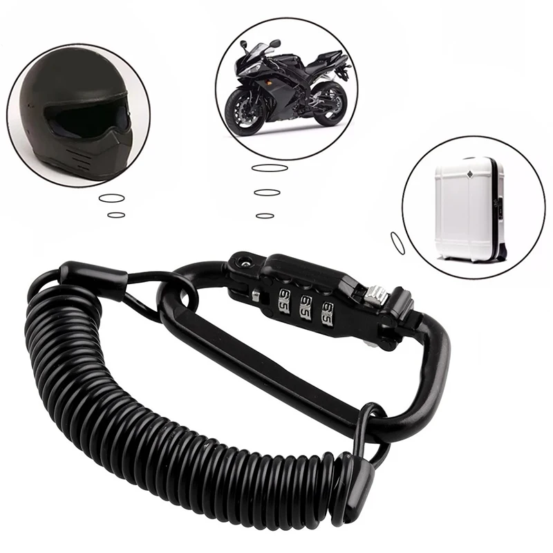 Motorcycle Helmet Lock \u0026 Cable. Black 