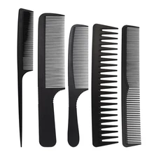 Juego de peines negros de fibra de carbono para cortar el pelo, peine de cola de rata, peines de corte de peluquería ultrafinos, también para peluquería, 1/5 piezas