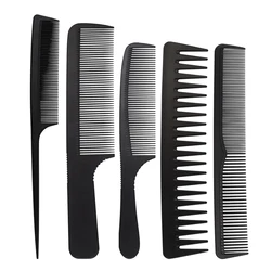 1/5Pcs Black Carbon Fiber Hair Cutting Comb Set Rat Tail Comb Ultra-Thin Hairdressing Cutting Combs Salon Hair Styling Too