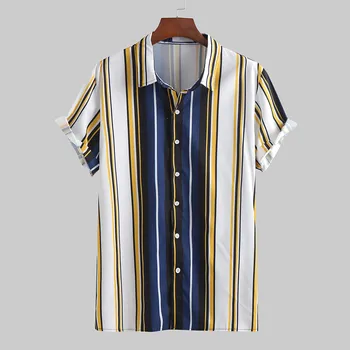 

Men's Summer Fashion Casual Lapel Print Short Sleeve Shirt Top Blouse 2020 hot new products Spot supplier Dropshipping Hot INS s