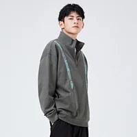 SEMIR Sweatshirt Men Spring 2021 New Loose Stand-Up Collar Pullover Hoodies Korean Reflective Strip Tooling Personality Trendy T 1