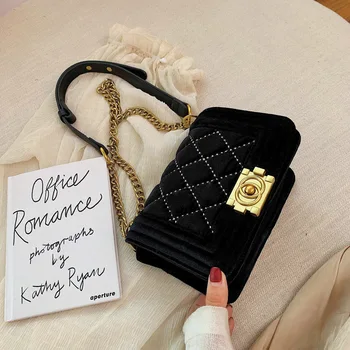 

Fashion Velvet chain Leather Small Bags Crossbody Bag For Women Sac A Main Female Shoulder Bag Female Handbags ladies Purses