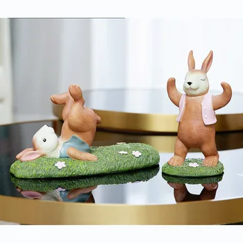 

NORDIC ART RESIN COUPLE RABBIT WINE RACK TALL WINE GLASS HOLDER LIVING ROOM PORCH HOME WINE CABINET DECORATION ORNAMENT GIFT