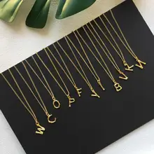 J.hangke Lovers Unisex Highquality brass 26 Letter 1.5cm size Slub Pendant Necklace For Women Love Gold Jewelry Chain Necklace