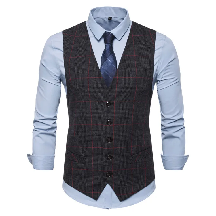 EBay Spring And Autumn New Style Casual Fashion Men Ouma V-neck Plaid Casual Vest