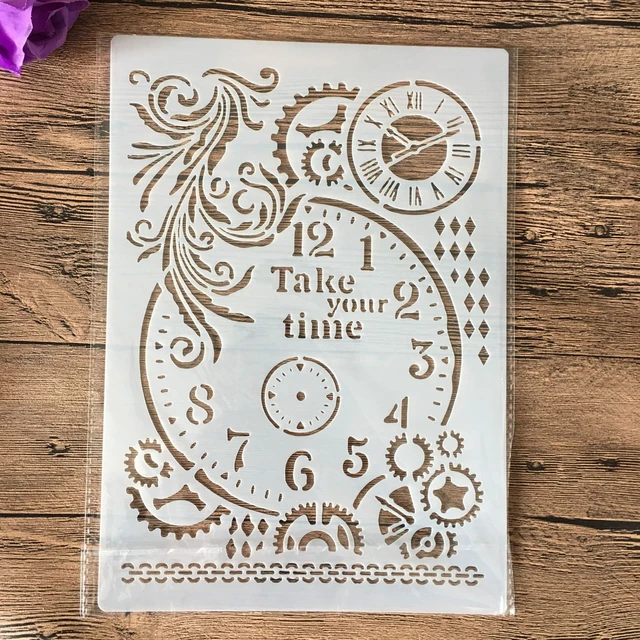 A4 size clock Flower Wall Painting Stencils Stamp Scrapbook Album Decorative Embossing Craft Paper DIY Flower Label Stencil 766
