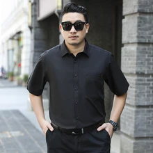 Fashion high-end casual men's short-sleeved shirt large size new material dinner size XS-8XL business casual men's shirt