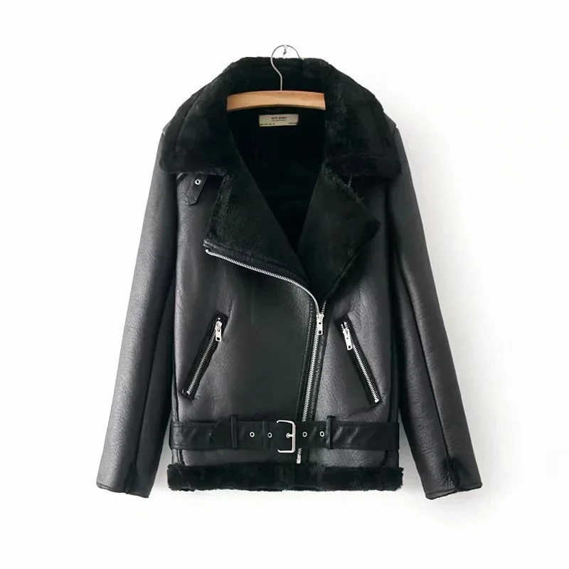 

Warm Women's Winter Motorcycle Velvet Jacket Female Short Lapels Fur Thick Korean Version Plus Velvet Jacket 2020 Bomber Jacket