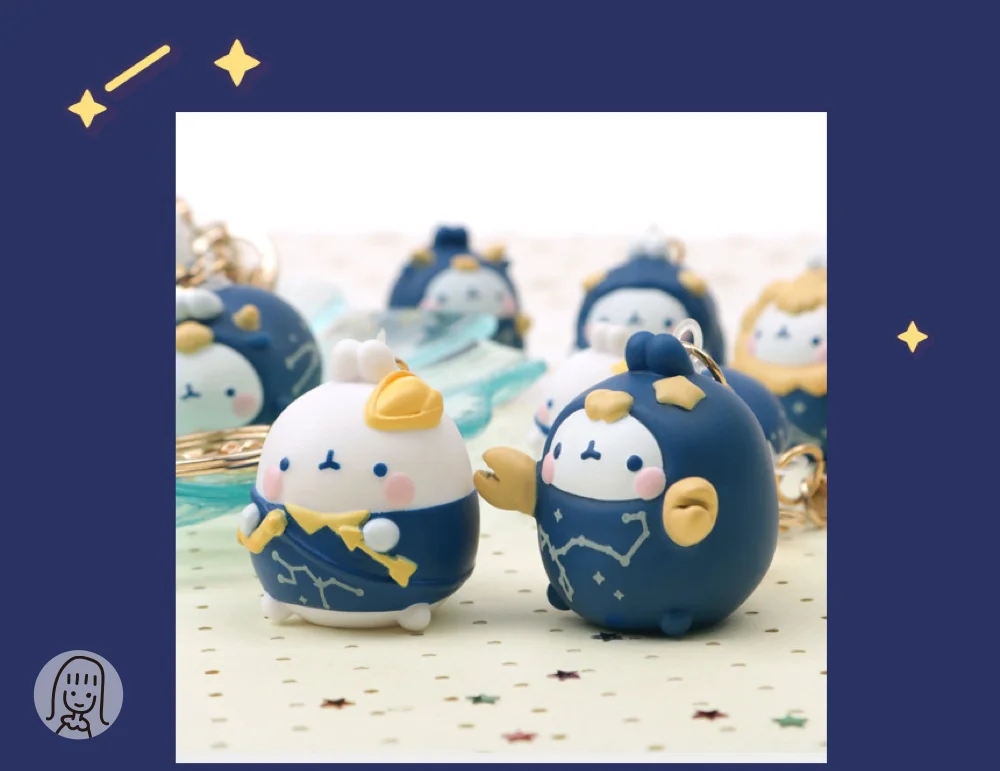 MOLANG Twelve Constellation Rabbit Keychain Blind Box Toys Korea Guess Bag Caja Ciega Blind Bag Toy for Girl Figures Cute Model