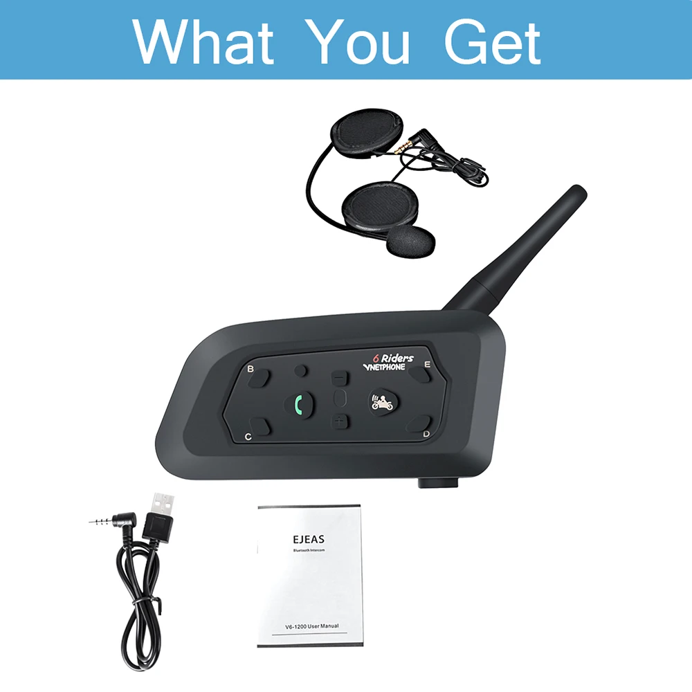 Professional Football Referee Intercom Motorcycle Motorbike Snowmobile Full Duplex 1200M V6C Wireless BT Intercom Interphone 1PC