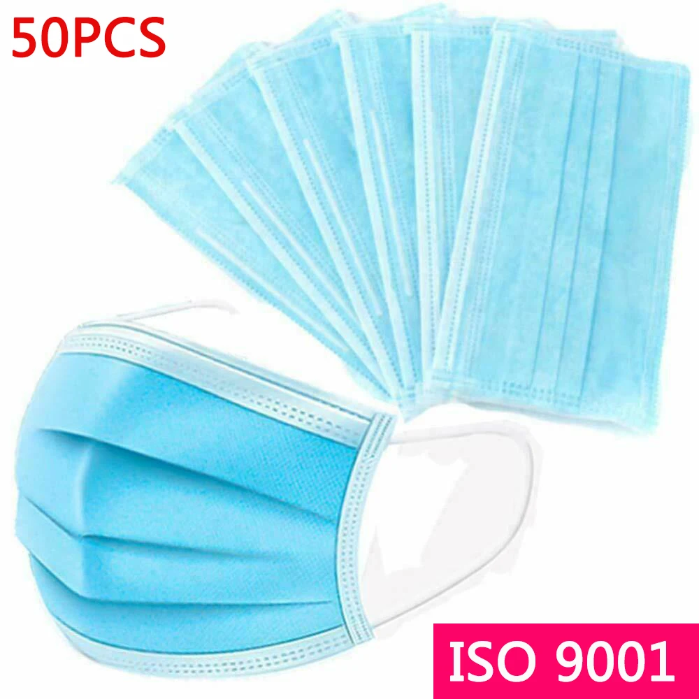 

10/20/30/50pcs Non Woven Disposable Face Mask 3 Layer Medical Dental Earloop Activated Carbon Anti-Dust Face Surgical Masks