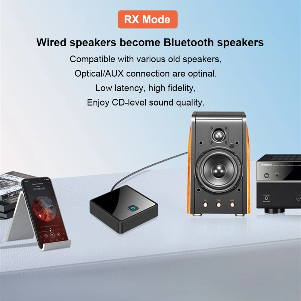 Low Latency TV Audio Transmitter Receiver Wireless Bluetooth 5 0 Adapter For Headphones Stereo Music With 3 5mm AUX Jack
