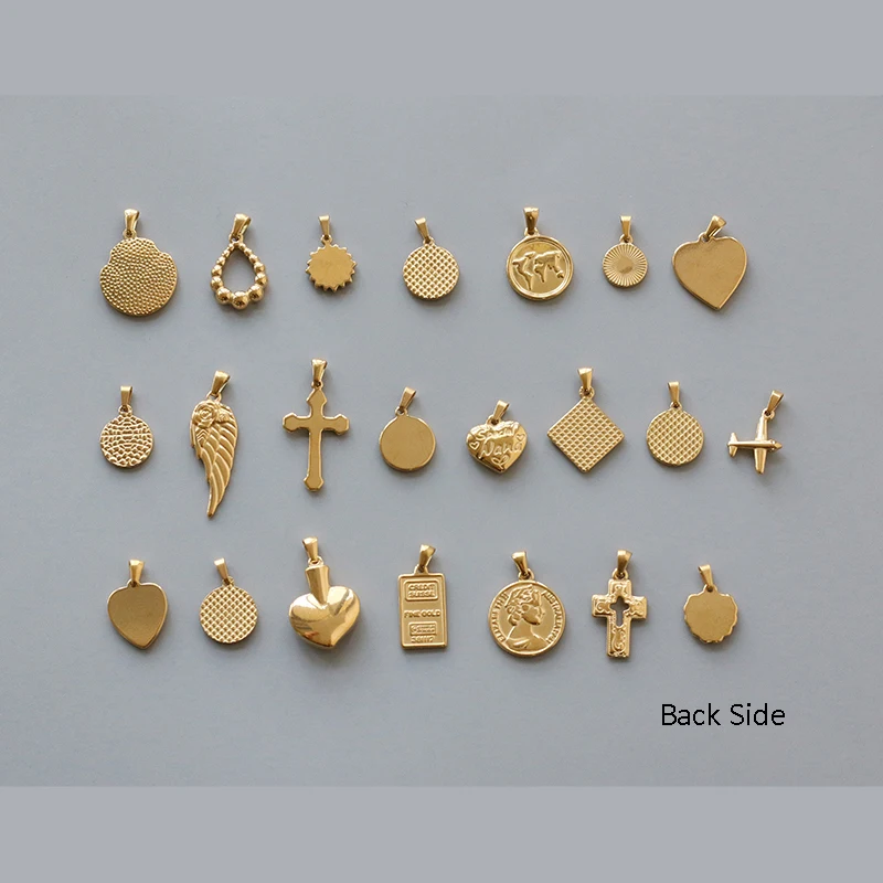 E.B.belle DIY Jewelry Stainless Steel Gold Plated Casting Vintage Flower Sun Earth Heart Cross Portrait Pendants Charms