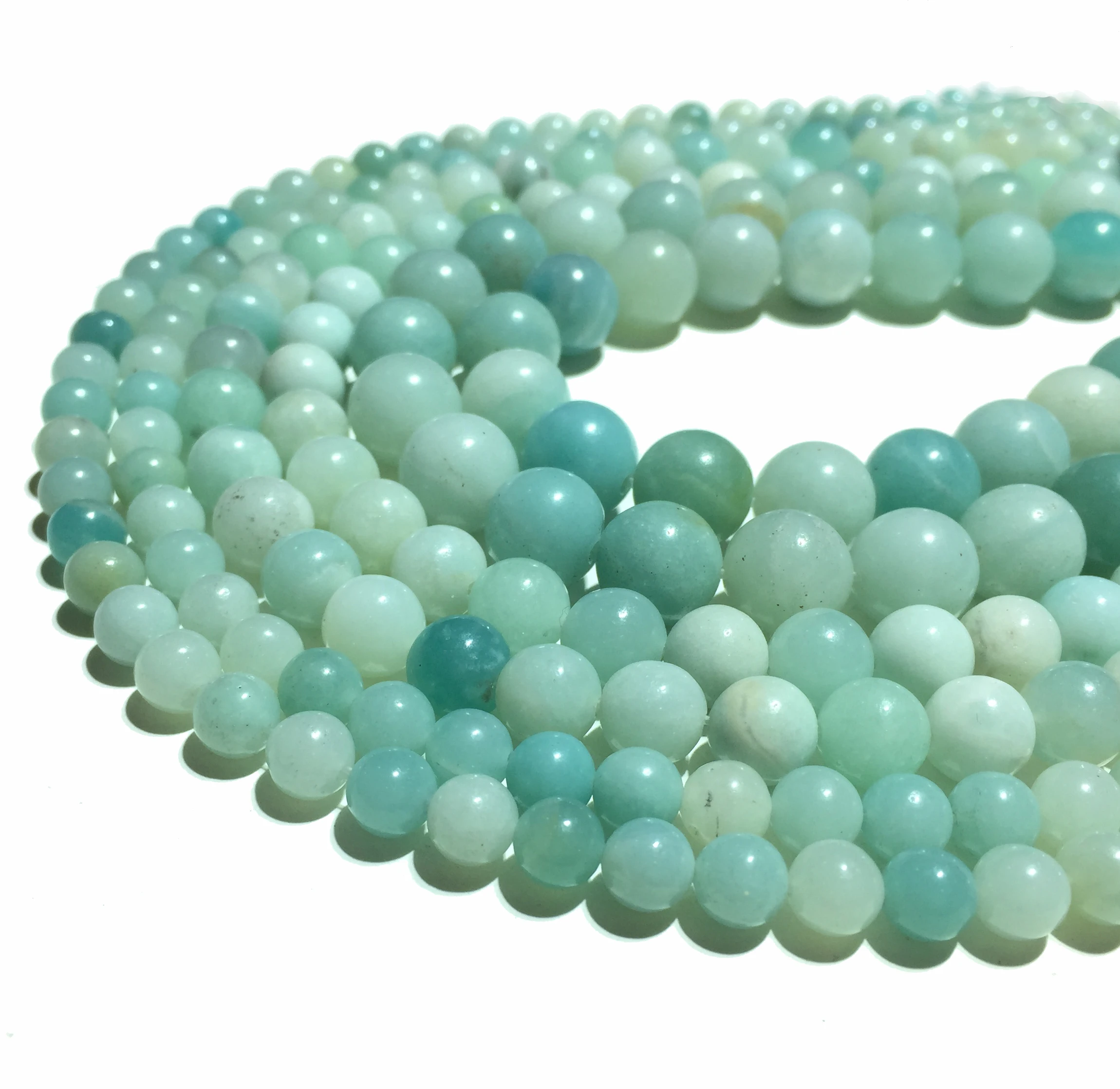 

Natural Blue Amazonite Smooth Round Loose Beads Gemstone Spacer Jewelry Making DIY Bracelet Necklace Accessories 4 6 8 10 12mm