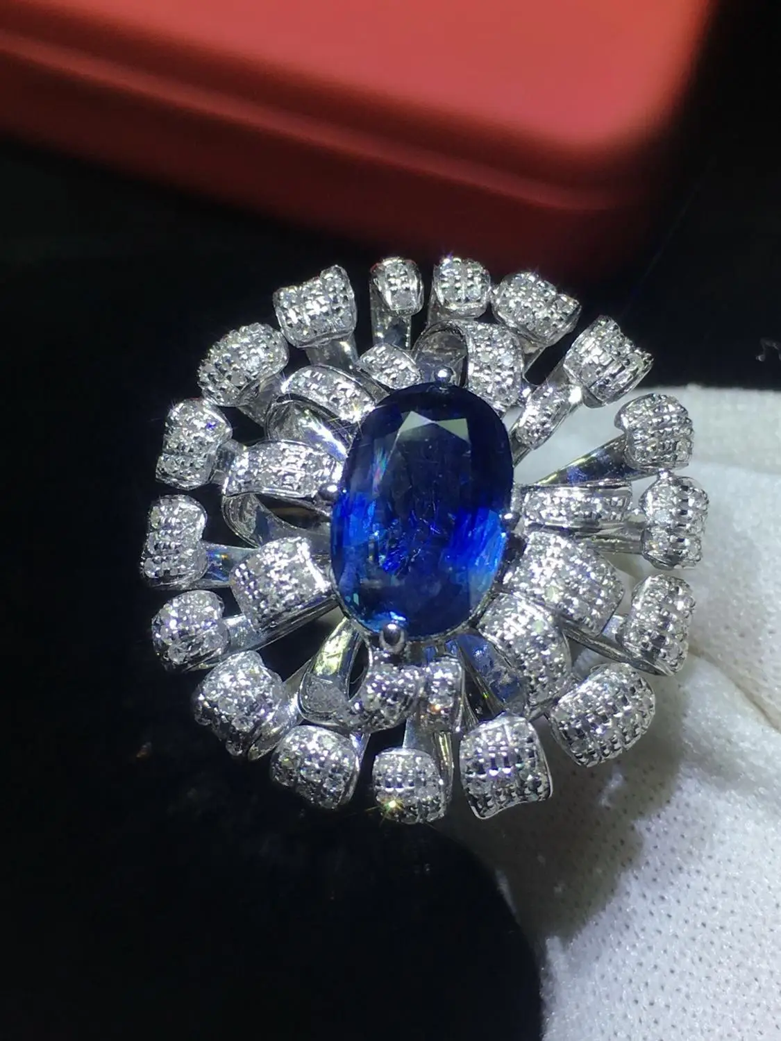 Fine Jewelry Pt900 Настоящее Platinum золото 100% натуральный голубой сапфир 1.27ct камни сапфир бриллиантами женские обручальные кольца