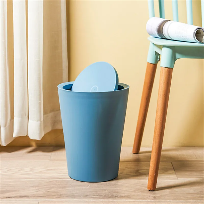 Nordic simple flip trash can family kitchen office plastic storage bin tools | Дом и сад