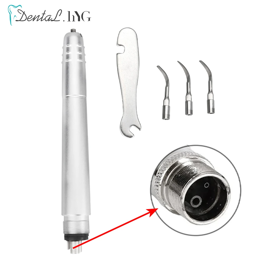 Dental Ultrasonic Air Scaler 2Holes/4 Holes Handpiece 3 Tips Air Scaling Polishin Tools Teeth Whitening Dentist Lab Clinic