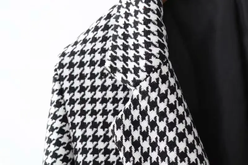 Woah Xd85-2632 European and American fashion thousand bird double breasted coat