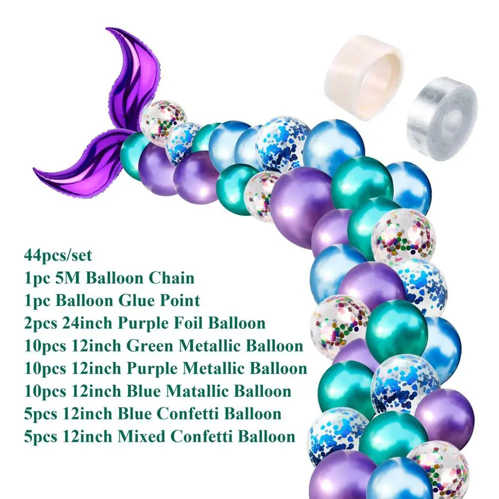 Mermaid Balloon Set HUIRAN романтические вечерние принадлежности Русалочка украшение Русалочка подарок на день рождения Дети День рождения украшения для вечеринок - Цвет: Mermaid Balloon Set