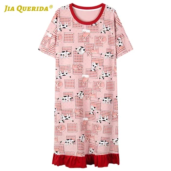 

Short Sleeve Cartoon Printing Women Clothes Fashion Style Casual Style Home Dress Long Shirt Night Dress Night Gown Night Wear