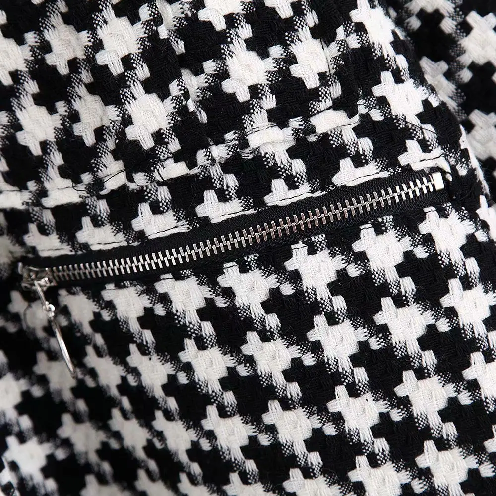 Kopen Vintage Stijlvolle Oversized Houndstooth Jas Jas Vrouwen 2020 Fashion Pockets Verzwakte Zijsplitjes Losse Plaid Bovenkleding Chic Tops