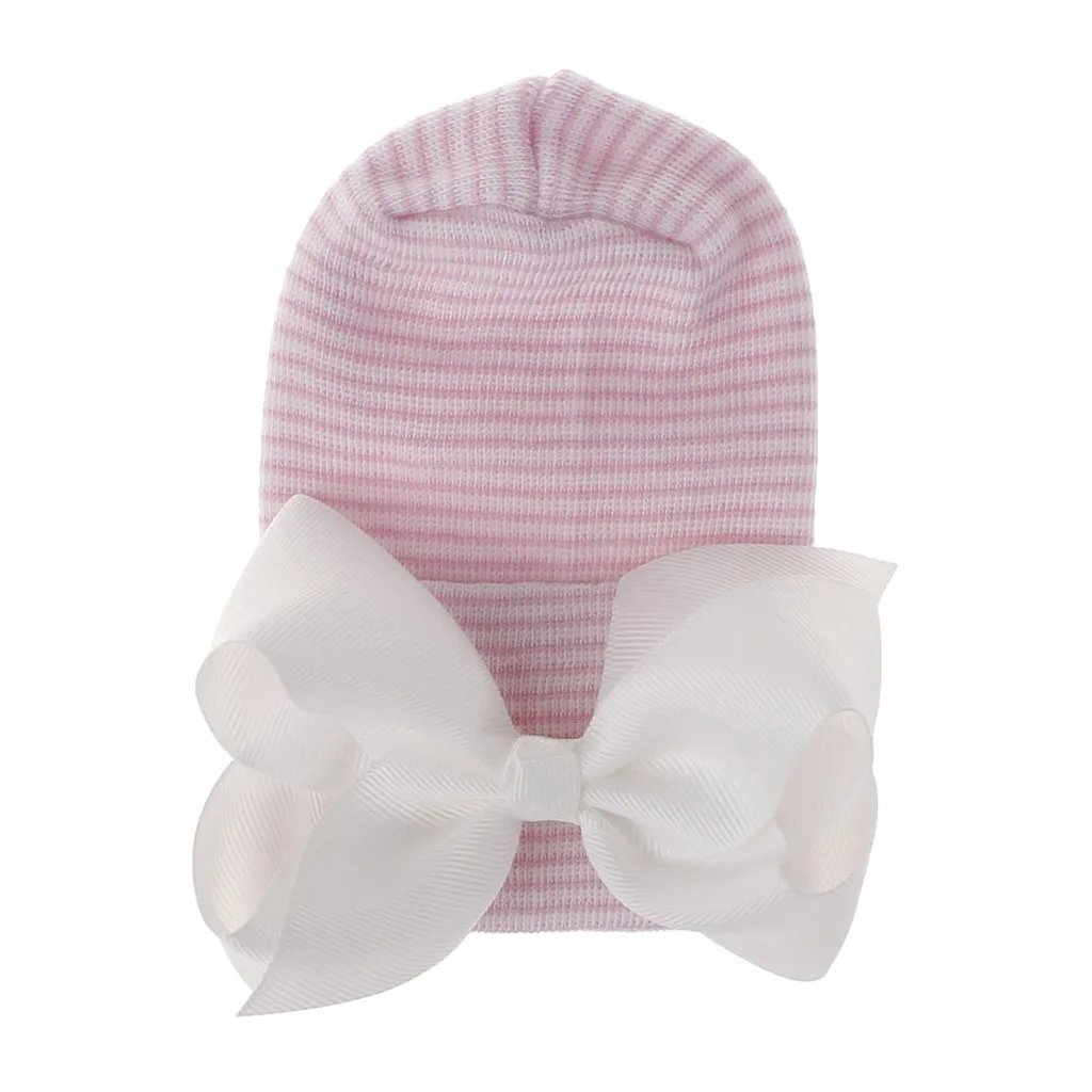 Striped Winter Baby Hat For Girls Indian Bowknot Hat Baby Beanie Turban Hats Sweet Color Newborn Baby Cap For Boys Accessories