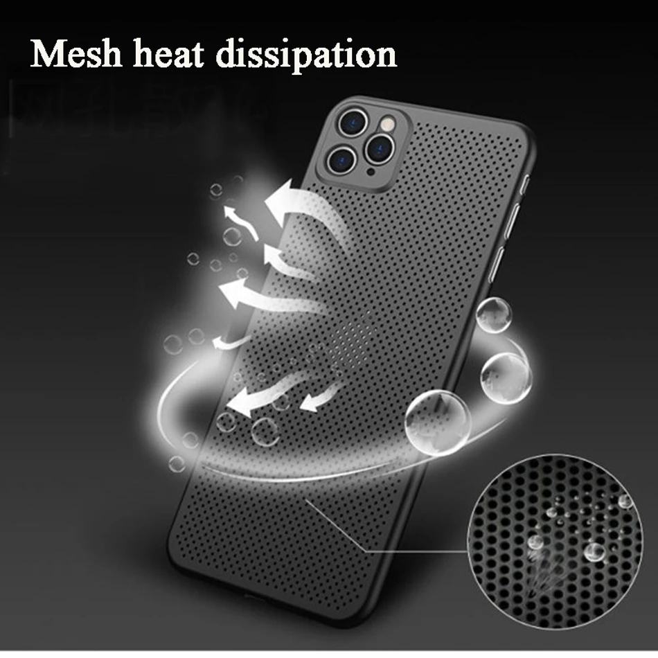 Heat Dissipation Breathable Cooling Case For iPhone 13 12 11 Pro Max XR XS X 8 7 Plus SE 2022 12Pro PP Plain Color Coque Capinha 13 pro cases