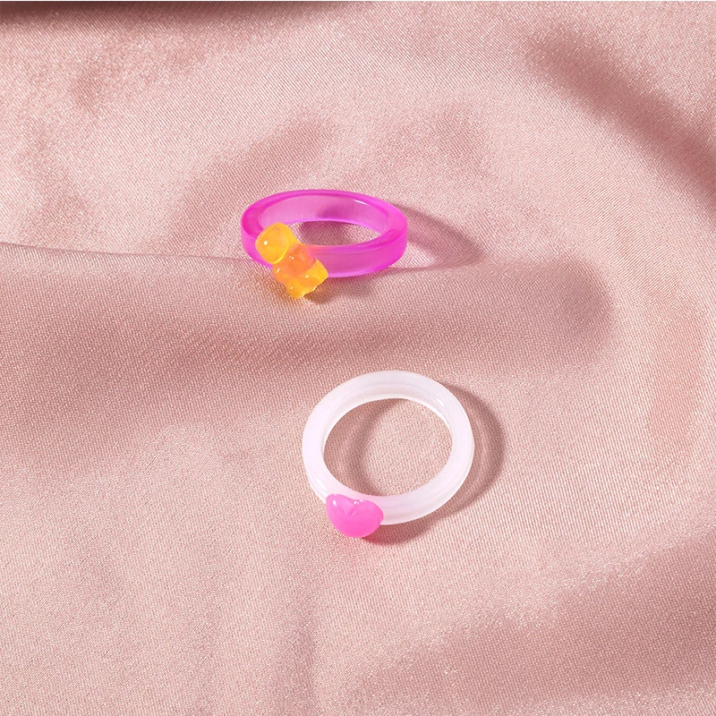 Women Rings Sweet Small And Cute Mini Bear Love Pink Blue Candy Ring 2021 New Trend Exquisite Jewelry Inner Diameter 17mm | Украшения и