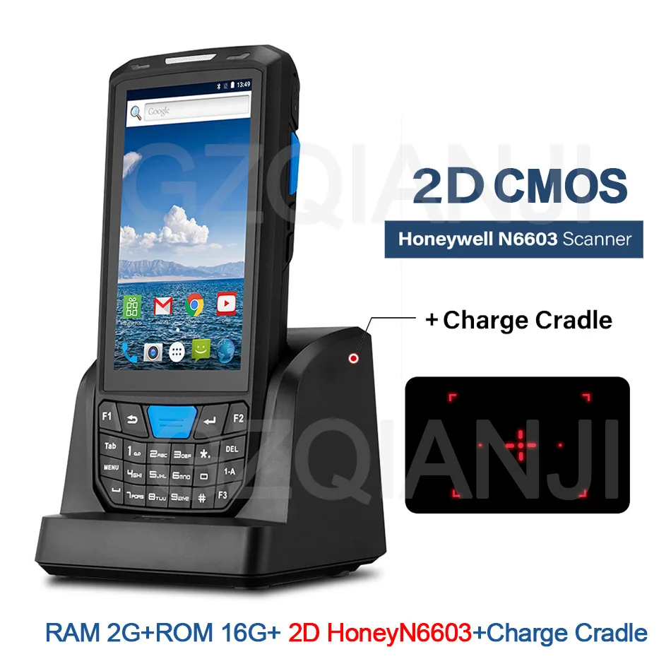 2D HoneyN6603 Cradle КПК ручной Android 8,1 POS терминал сенсорный экран 1D 2D QR сканер штрих-кода считыватель Беспроводной Wi-Fi Bluetooth gps 4G сборщик данных - Цвет: 2D HoneyN6603 Cradle