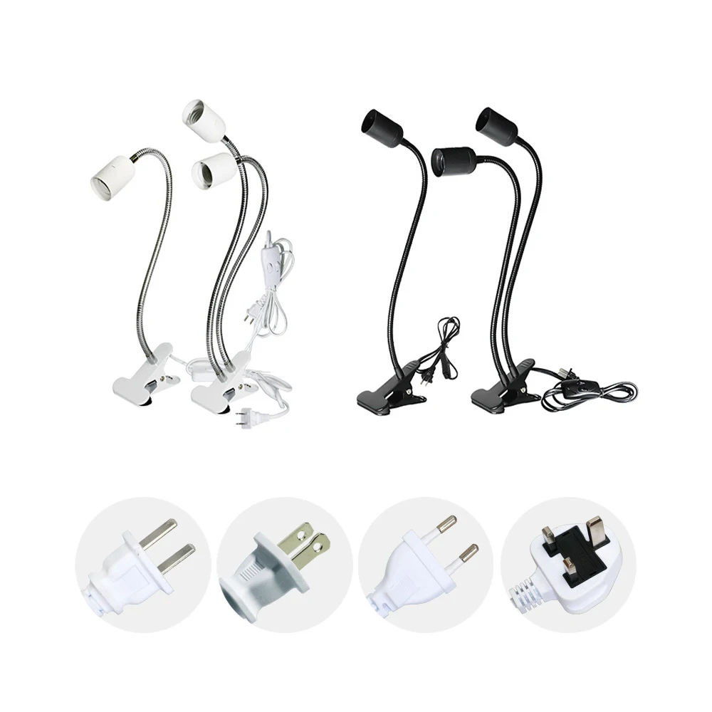 Гибкий Держатель для лампы с двойной головкой на 360 градусов цоколь E27 держатель