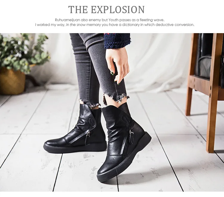 high quality genuine leather boots women lace up autumn winter ankle boots for women platform high heels boots 567y