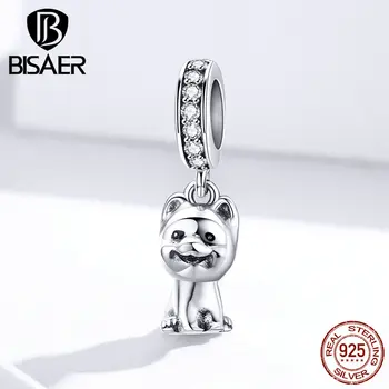 

Dog Beads BISAER Hot Sale 925 Sterling Silver Pomeranian Dog Doggy Animal Pet Beads Charms fit Bracelets DIY Jewelry ECC1288