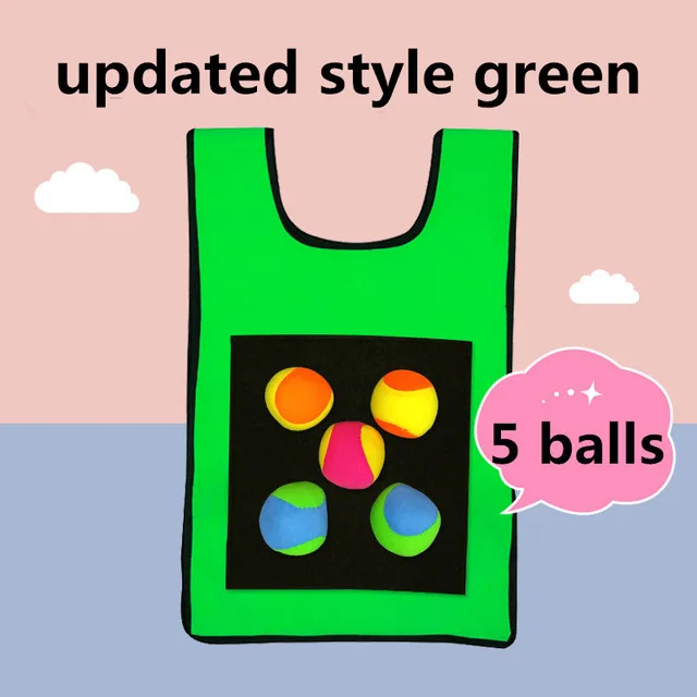 5 balls green Новинка года, Детский жилет для игры в метание липкий Трикотажный жилет с липкий мяч, Детская Спортивная игрушка для детских игр под открытым небом - Цвет: 5 balls green