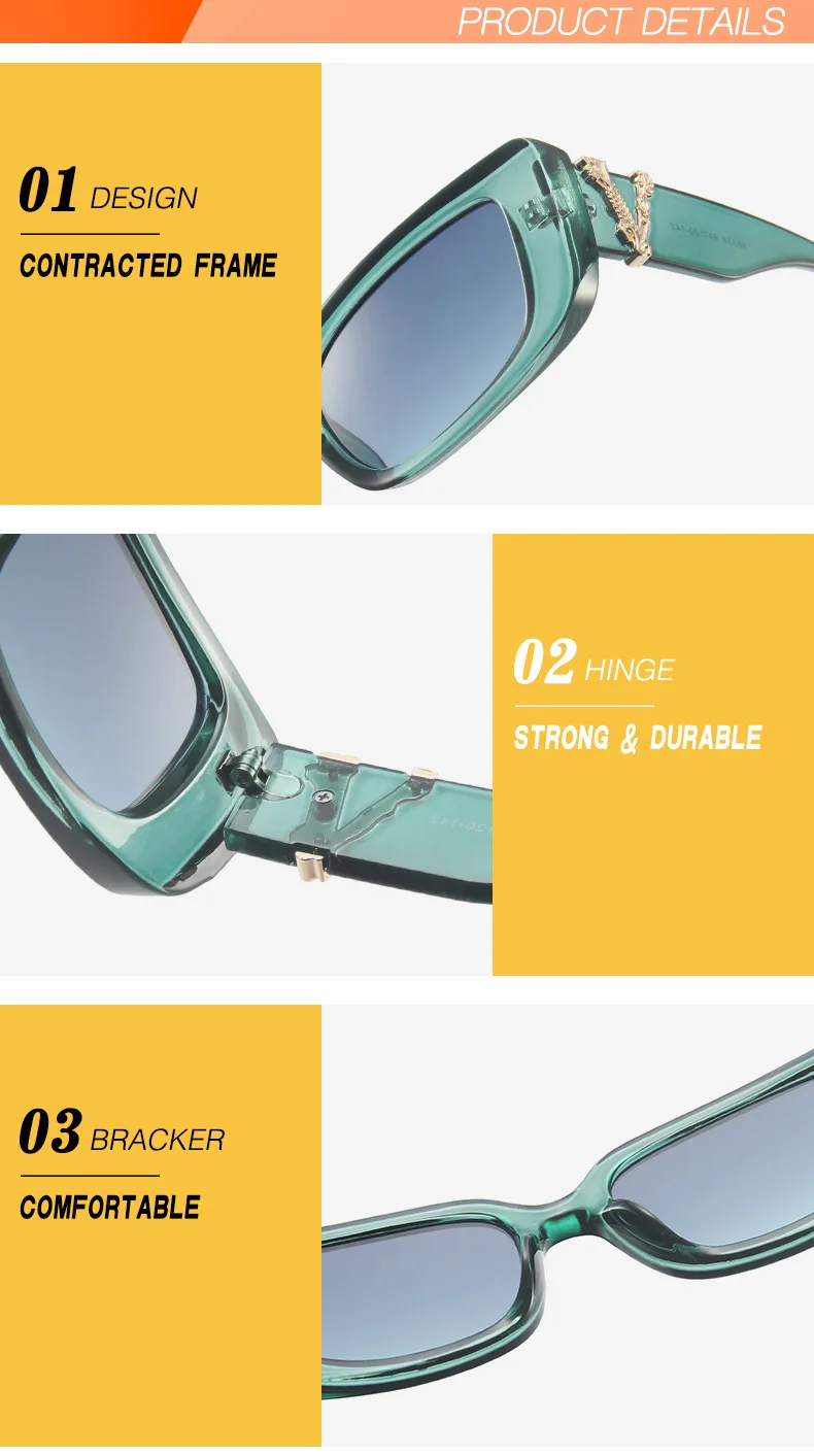 Fashion Rectangle Brand Sunglasses Women Vintage Classic Eyewear 2021 Men Trending  Sun Glasses Shades anti-ultraviolet UV400 big sunglasses