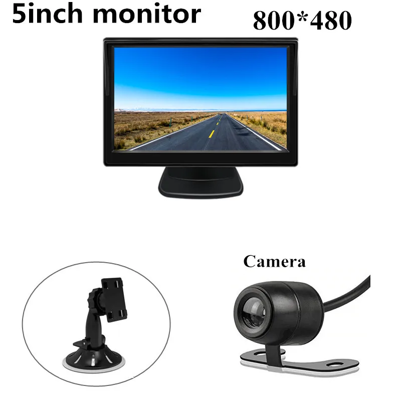 800 480 and camera 5 дюймов TFT lcd HD экран автомобильный монитор Парковка заднего вида монитор+ мини цветной задний вид автомобиля резервная камера - Цвет: 800 480 and camera