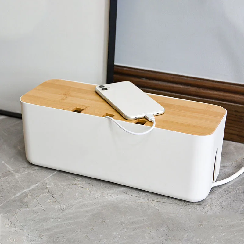 

Cable Management Box Extension Cord Power Stripe Surge Protector Wire Organizer White Black For Desktop Home Office Kitchen