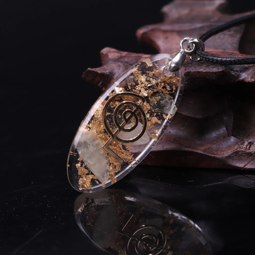 Orgone хрустальное ожерелье в форме капли воды Orgonite кулон с Cho Ku Rei символ ювелирные