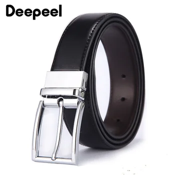 

Deepeel 1pc 3.3*110-125cm Men Rotating Pin Buckle Belt Men's Business Casual Double-sided Use Leather Craft Belts for Gift BD541