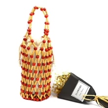 Новая модная сумка из красного дерева, плетеная Сумка-ведро, вечерняя сумка, Роскошная вечерняя сумка, дизайнерские сумки, женские сумки