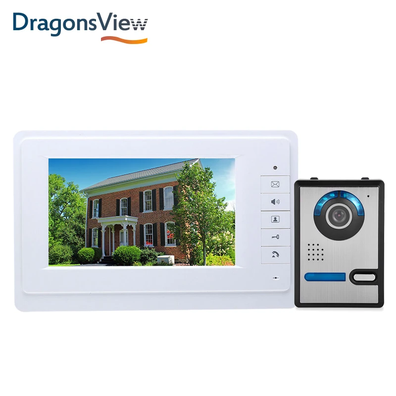 Dragonsview 7 дюймов 700TVL видеодомофон система Серебряная видео дверь панель ввода