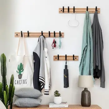 

Nordic Style Wooden Wall-Mounted Hook Bedroom Coat Storage Rack Hanger Home Clothes Hats Backpacks Storage Holder Home Decor .