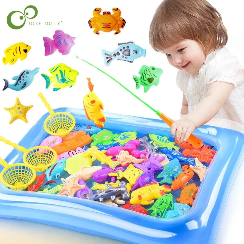 50pcs Children Magnetic Fishing Toy Set Suit Parent-Child Interactive Toys Game Play Water Baby Toy Gift Free Shipping GYH
