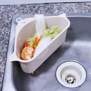

Kitchen Sink Strainer Drain Vegetable Fruit Drainer Basket Suction Cup Sponge Rack Storage Box Sink Filter Shelf Droshipping