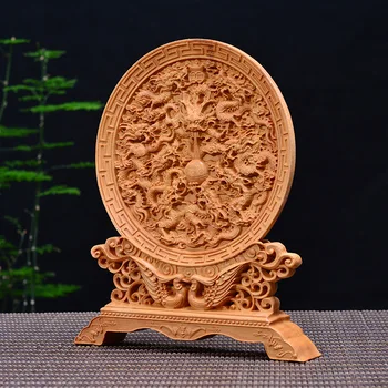 

Wood carving dragon, nine dragon play beads, wood crafts gifts Home desktop decoration office ornaments (A1024)